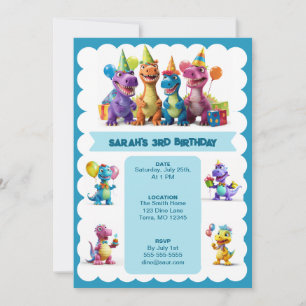 Happy Dinosaurs Birthday Invitation