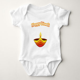 Happy Diwali and Diya Lamp Baby Bodysuit