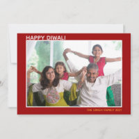 Happy Diwali Beautiful Family Photo Red Card