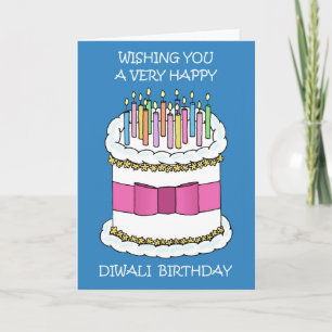 Happy Diwali Birthday, Cake and Candles. Card