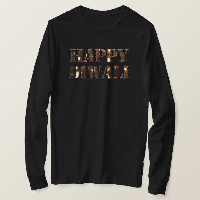 Happy Diwali Candlelight Typography T-Shirt (Design Front)