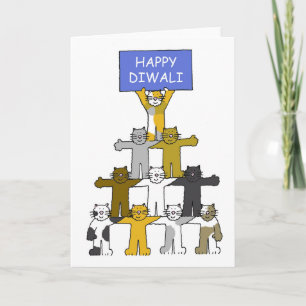Happy Diwali Cartoon Cats Card