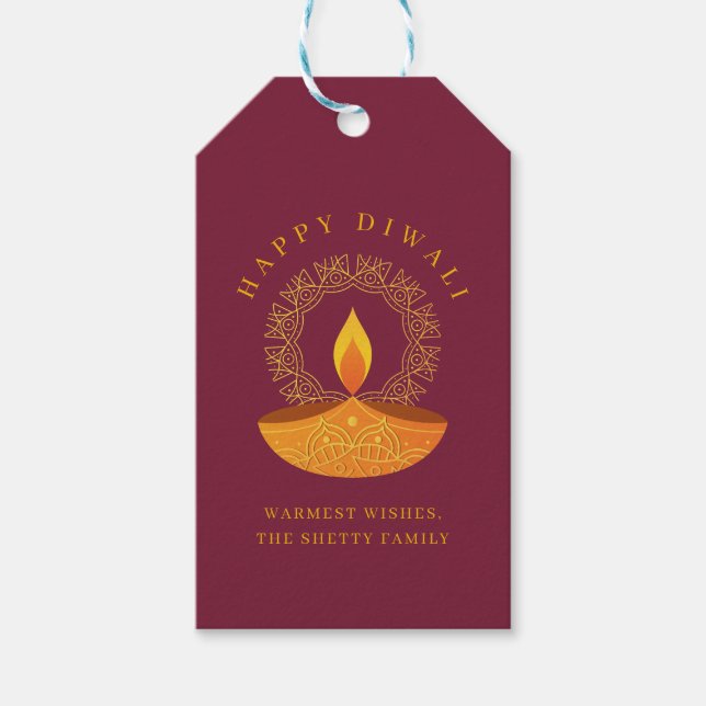 Happy Diwali Celebration Diya  Gift Tags (Front)