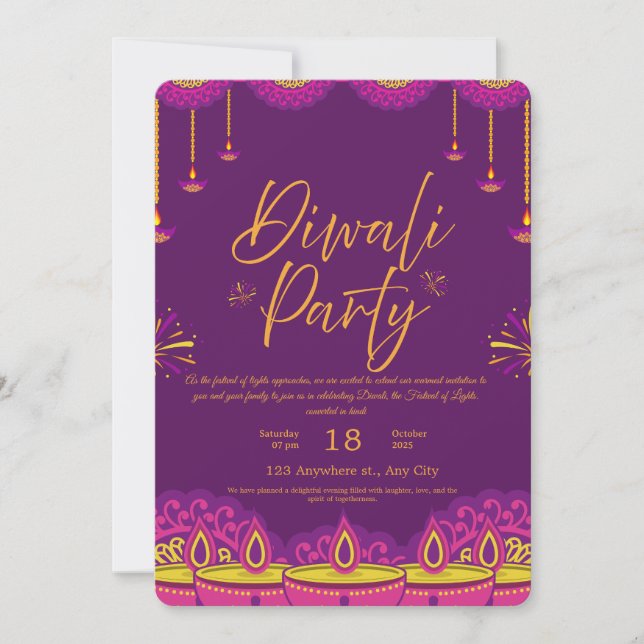 Happy Diwali Celebration Invitation (Front)