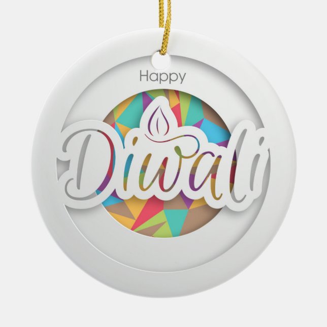 Happy Diwali Ceramic Ornament (Front)