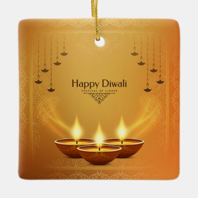 Happy Diwali Ceramic Ornament (Front)