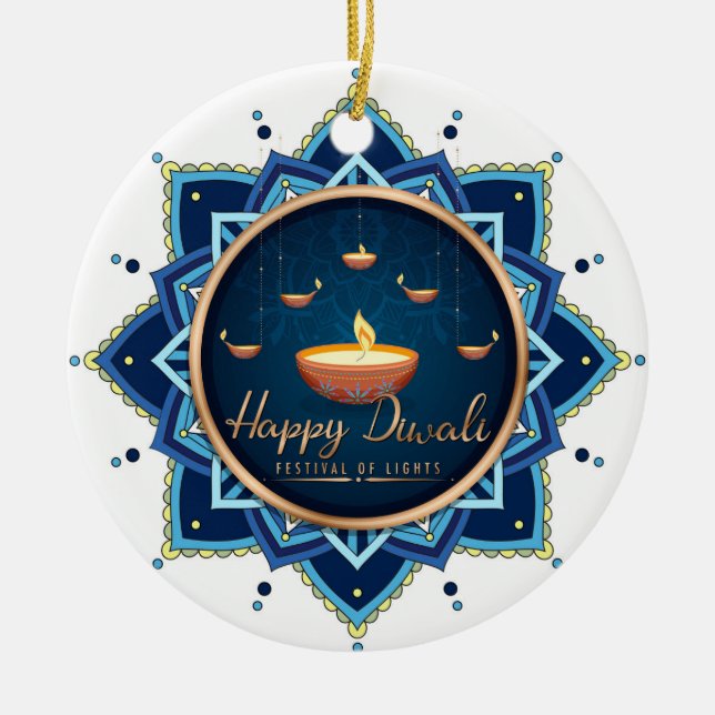 Happy Diwali Ceramic Ornament (Front)