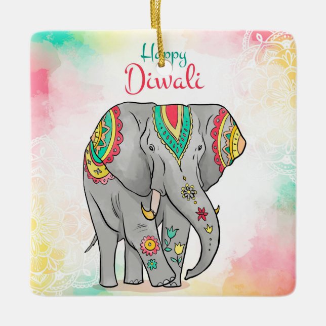 Happy Diwali Ceramic Ornament (Front)