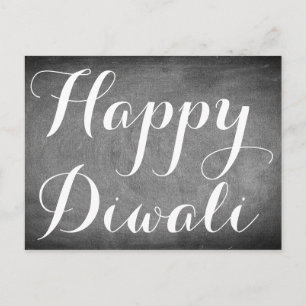 Happy Diwali Chalkboard Typography Custom Card