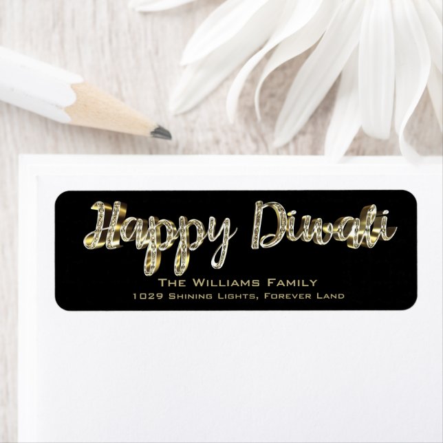 Happy Diwali Chic Black and Gold Lettering Script (Insitu)