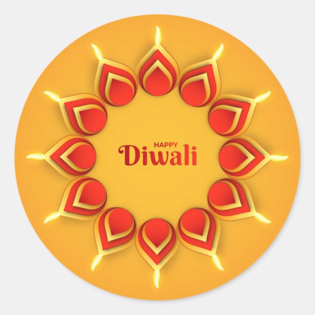 Happy Diwali   Classic Round Sticker (Front)