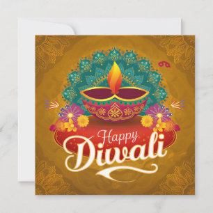 Happy Diwali Colourful Diya Festival of Light Holiday Card