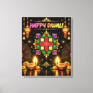 Happy Diwali Colourful Rangoli and Traditional Diy Canvas Print