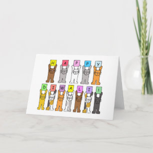 Happy Diwali Cute Cartoon Cats Card