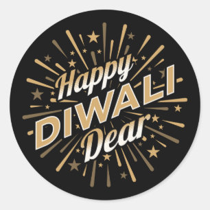 Happy Diwali Dear – Festive Fireworks Celebration Classic Round Sticker
