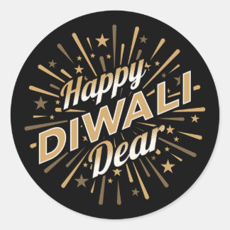 Happy Diwali Dear – Festive Fireworks Celebration  Classic Round Sticker