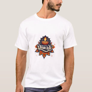 Happy Diwali Decorative Diya Lamp & Rangoli Art T-Shirt