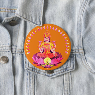 Happy Diwali - Deepalavi Lakshmi Goddess 1 10 Cm Round Badge