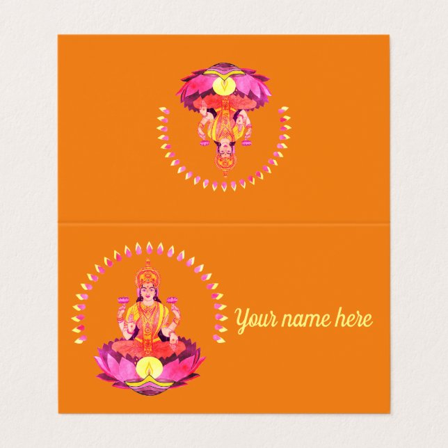 Happy Diwali - Deepalavi Lakshmi Goddess 1 Business Card (Outside Unfolded)