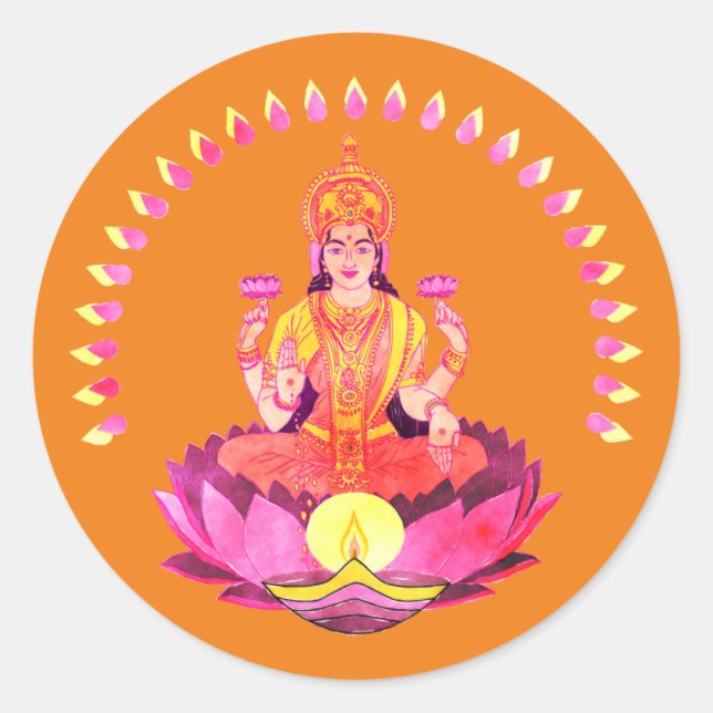 Happy Diwali - Deepalavi Lakshmi Goddess 1 Classic Round Sticker (Front)