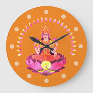 Happy Diwali - Deepalavi Lakshmi Goddess 1 Large Clock