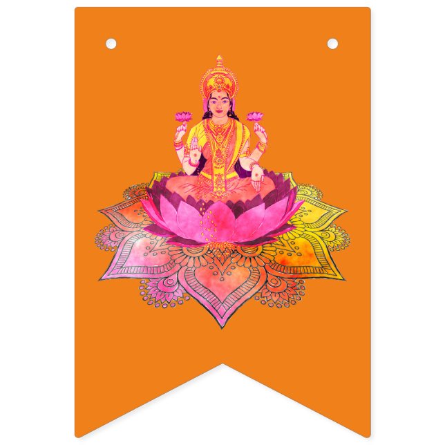 Happy Diwali - Deepalavi Lakshmi Goddess 4 Bunting (First Flag)