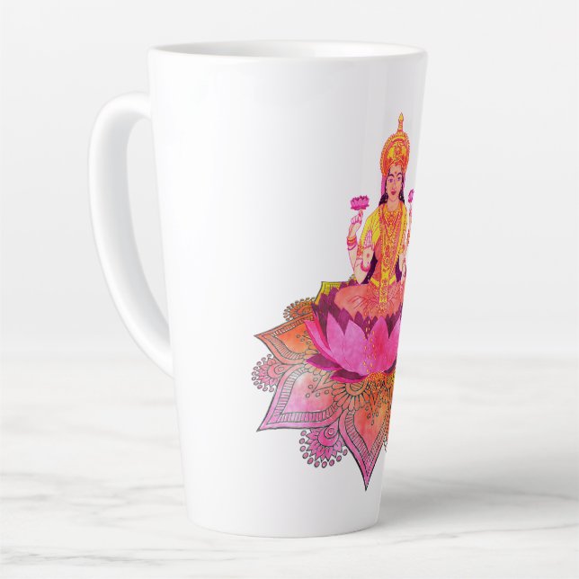 Happy Diwali - Deepalavi Lakshmi Goddess 4 Latte Mug (Left Angle)