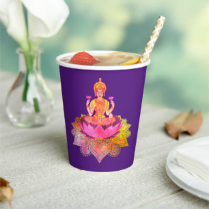 Happy Diwali - Deepalavi Lakshmi Goddess 4 Paper Cups