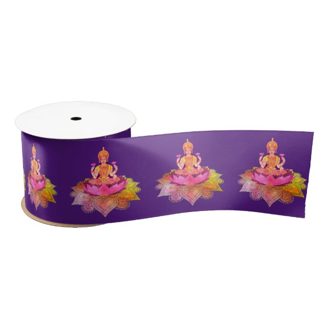 Happy Diwali - Deepalavi Lakshmi Goddess 4 Satin Ribbon (Spool)