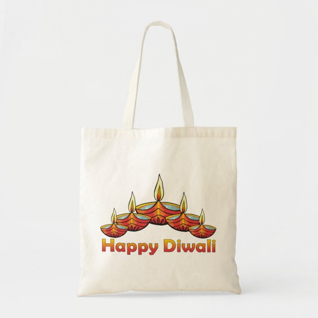Happy Diwali Deepas Tote Bag (Front)