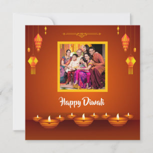 Happy Diwali Family Photo Personalised Greeting  Holiday Card