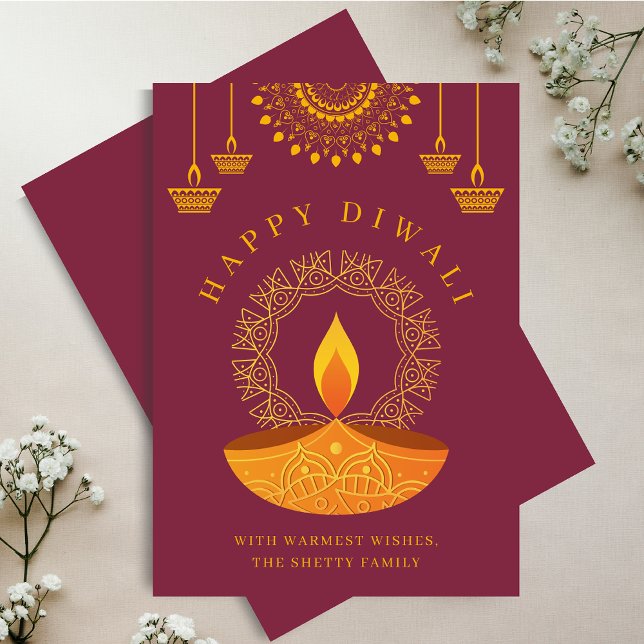 Happy Diwali Festival of Lights Diya Holiday Card (Creator Uploaded)