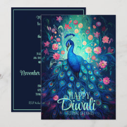 Happy Diwali Festival of Lights Peacock Invitation