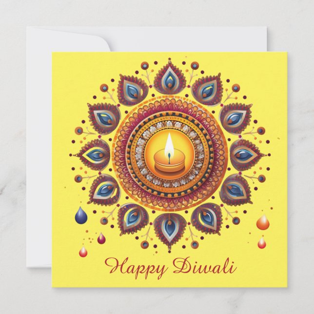 Happy Diwali Firework Diya Festival of Light Holiday Card (Front)