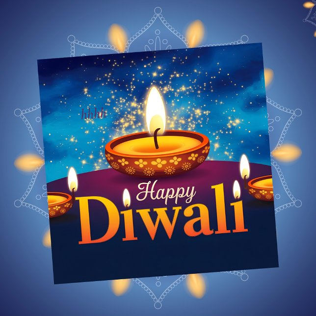 Happy Diwali Glowing Diya Festival of Light Holiday Card (Creator Uploaded)