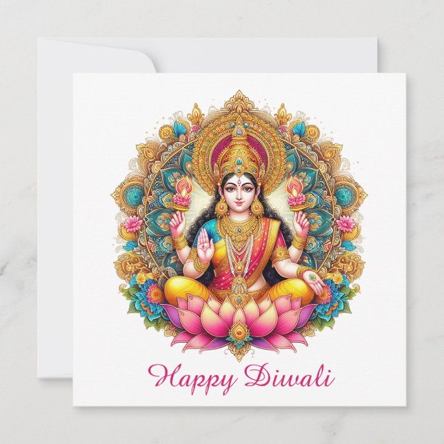 Happy Diwali Goddess Lakshmi Festival of Light Holiday Card (Front)