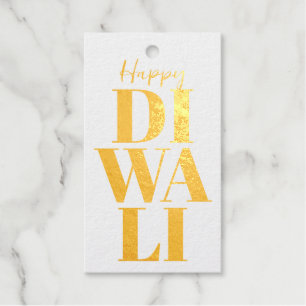 Happy Diwali Gold and White Gift Tag - 10pcs