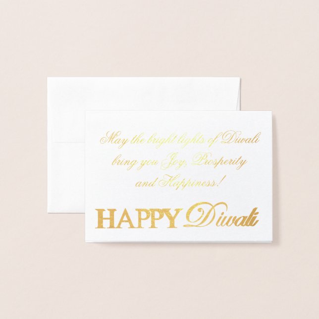 Happy Diwali Gold Foil Elegant Typography Foil Card (Front With Envelope)