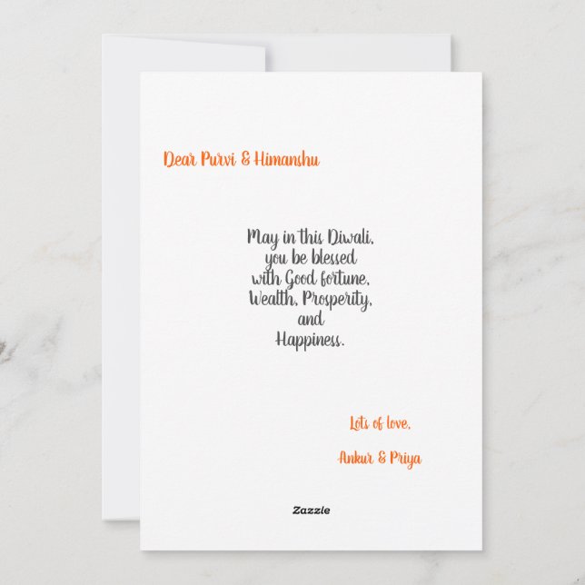 Happy Diwali Greeting Diya Chakra Holiday Card (Back)