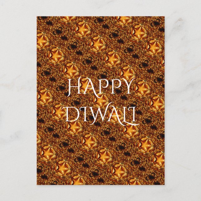 Happy Diwali Greeting Gold Copper Shiny Star Postcard (Front)