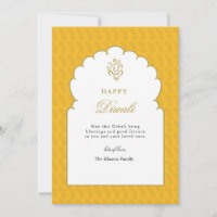 Happy Diwali Greeting Yellow Gold Ganesh