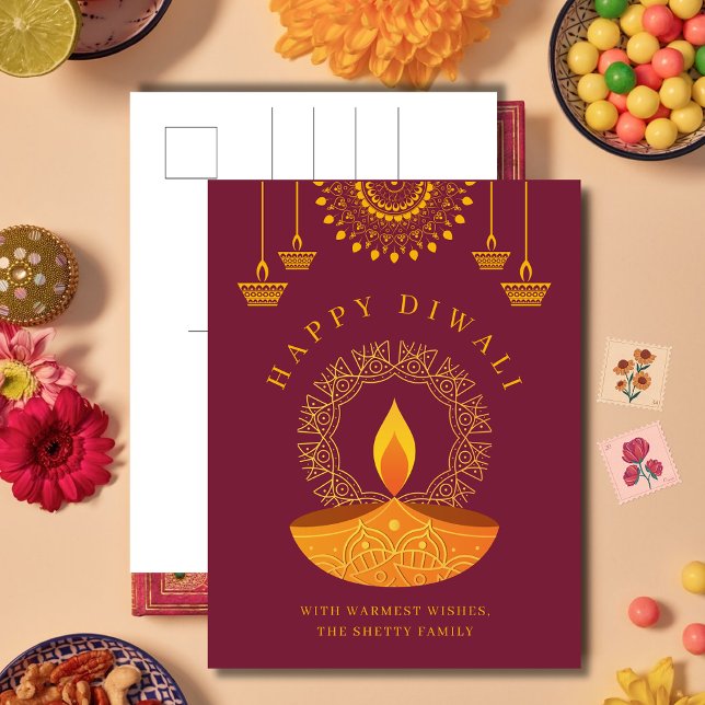 Happy Diwali Hindu Festival of Light Holiday Postcard (Creator Uploaded)