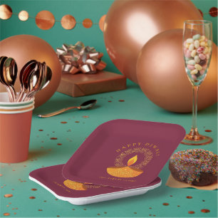 Happy Diwali Hindu Festival of Lights Celebration Paper Plate