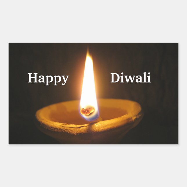 Happy Diwali Hindu Festival of Lights Rectangular Sticker (Front)