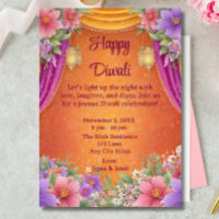 Happy Diwali Holiday Card Lamps Light Invitation