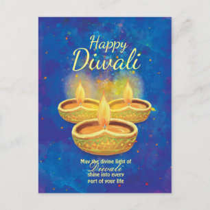 Happy Diwali illuminating candles greeting Postcard