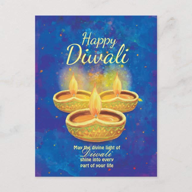 Happy Diwali illuminating candles greeting Postcard (Front)