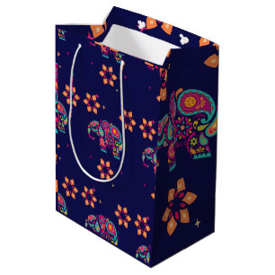 HAPPY DIWALI INDIA INDIAN ELEPHANT MANDALA MEDIUM GIFT BAG