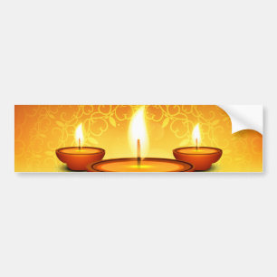 Happy Diwali lightning oil lamps golden green Bumper Sticker