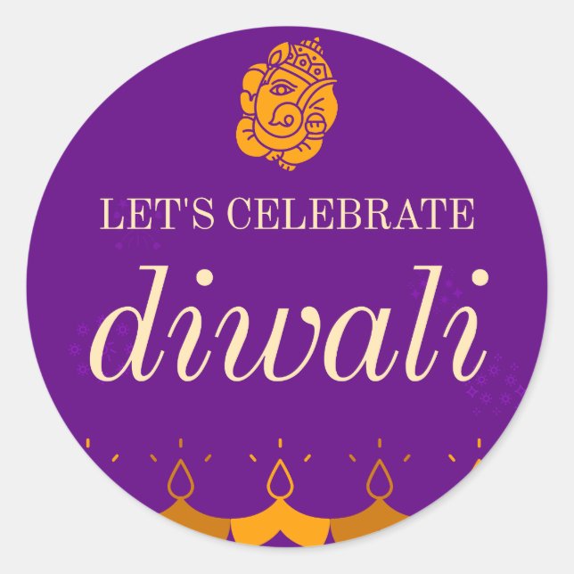 HAPPY DIWALI PARTY CLASSIC ROUND STICKER (Front)
